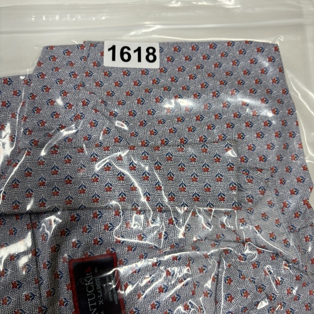Untuckit Mens Shirt XL Blue Floral Short Sleeve Button Up Collar Casual Office - Picture 9 of 9
